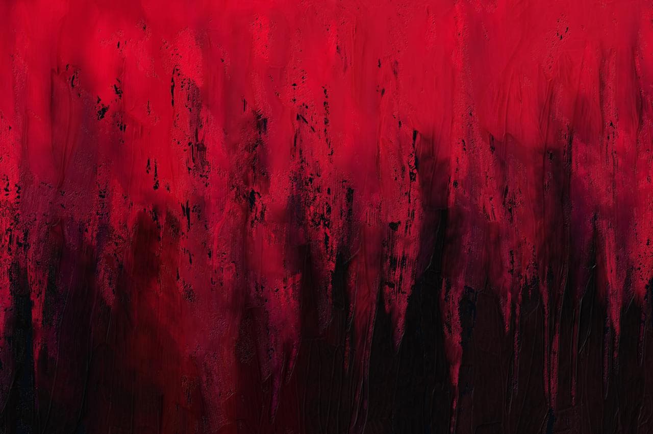 Red abstract artwork from The Unknowing